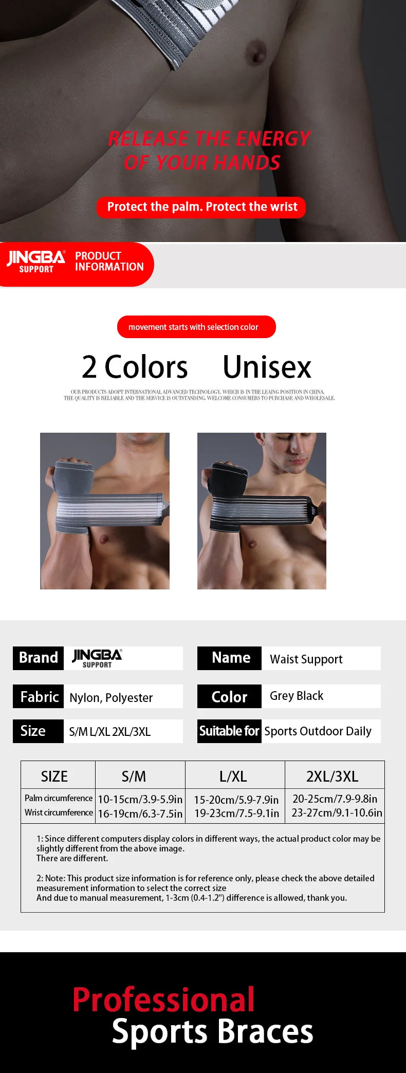 1PCS Hand Wrist Support Compression Strap for Fitness Boxing HandWraps Support Bandage Weightlifting