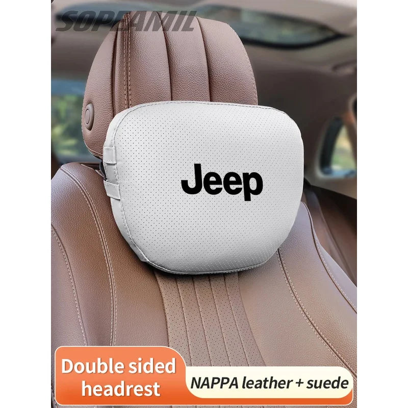 Car Suede Leather Headrest Seat Waist Cushion Pillow Jeep Patriot Commander Renegade Compass Grand Cherokee Wrangler Gladiator