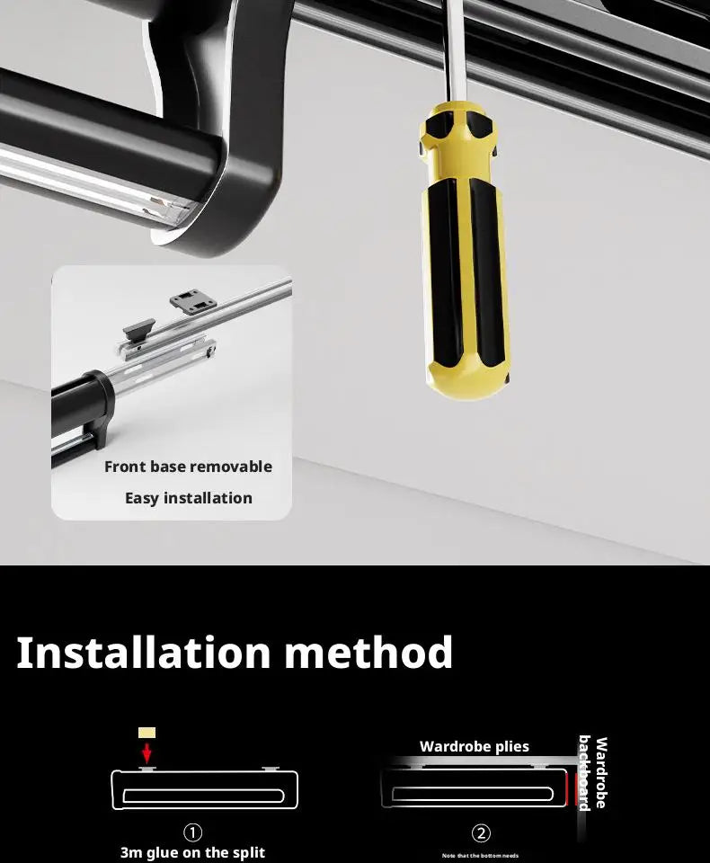 Retractable Closet Pull Out Rod Wardrobe Trousers Rack Clothes Hanger Top-mounted Damping  Slide Rail Valet Rod Pull-out Rack