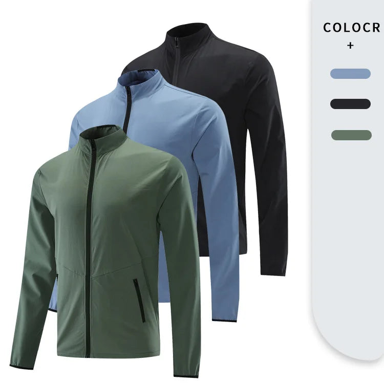 Autumn and winter outdoor sports casual running jacket men's casual breathable zipper stand-up collar quick-drying fitness
