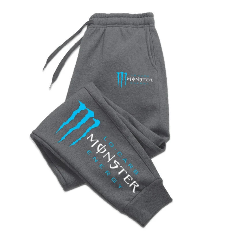 Monster Energy Letter Print Versatile Drawstring Casual Long Pants Men's Loose Straight Leg Jogger Pants