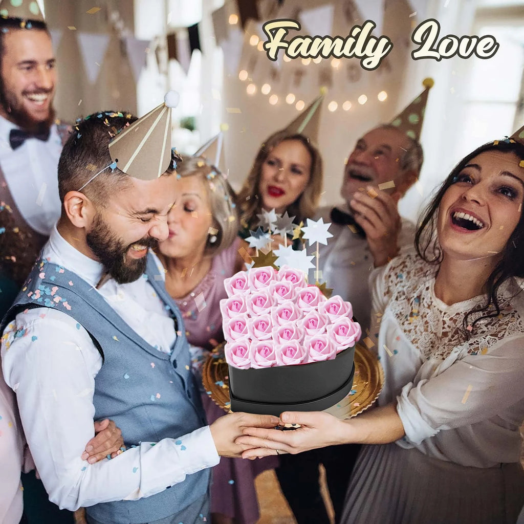 24pcs Artificial Rose Bouquet Heart Shape Rose Gift Box 100 Languages I Love You Necklace Eternal Roses Valentine's Gift for Her