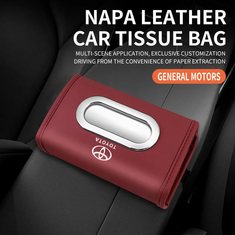 Toyota car tissue box holder flip-top design hanging car seat back tissue box PU leather high quality