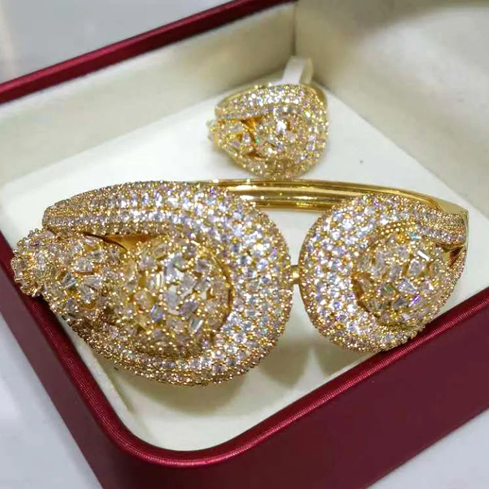 GODKI Personalize Luxury Lagos Big Bold BowKnot Bangles/Bracelet Ring Se For Women Wedding Full Zircon Dubai Bridal Jewelry 2026