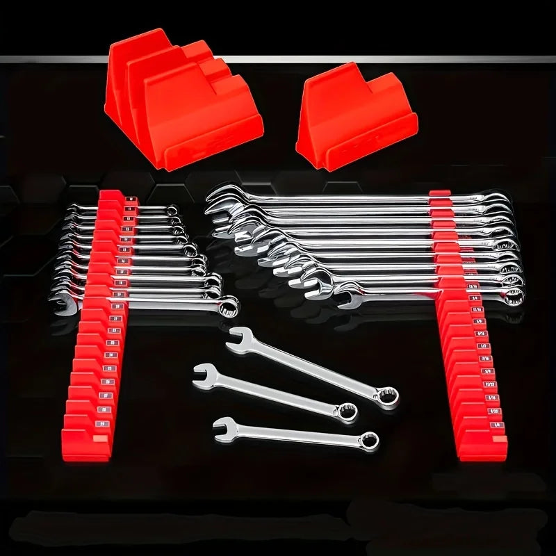 20-Pocket Magnetic Hex-Shaped Modular Toolbox Holder Storage Organizer for Spanners, Durable Plastic Construction