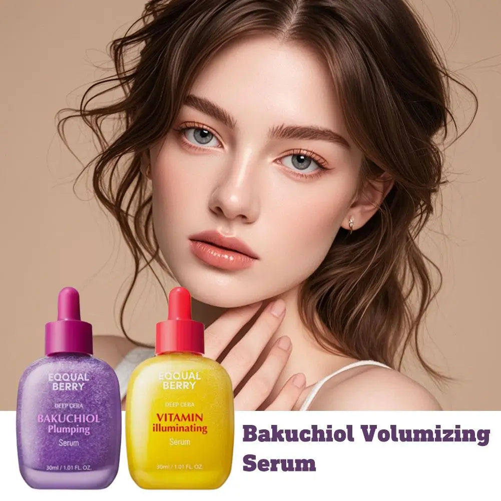 EQQUALBERRY Vitamin Illuminating Facial Serum Bakuchiol Plumping Fades Fine Lines Moisturizing Brightening Anti Aging Skin Care