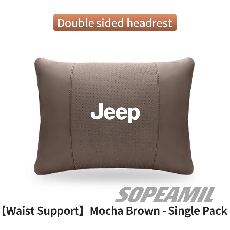 Car Suede Leather Headrest Seat Waist Cushion Pillow Jeep Patriot Commander Renegade Compass Grand Cherokee Wrangler Gladiator