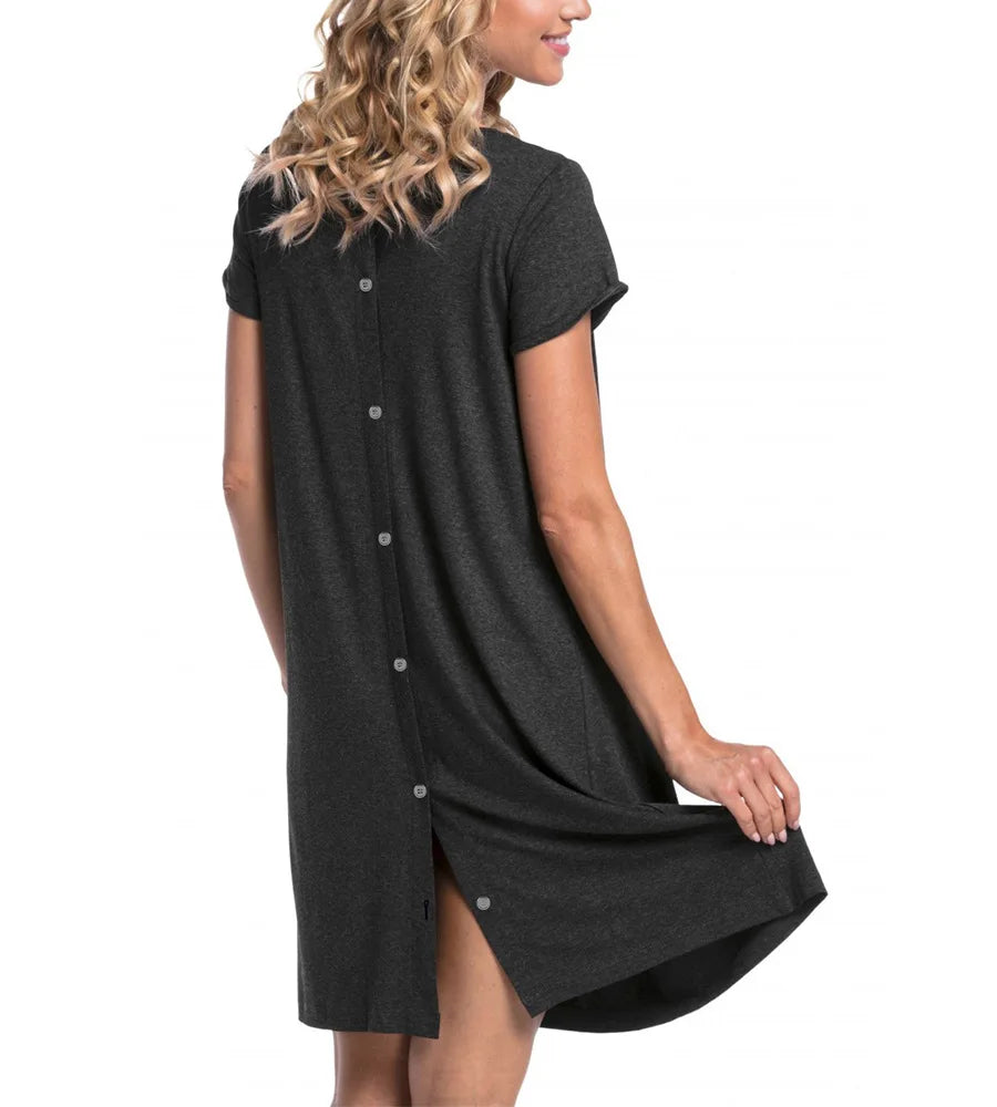 European And American Maternity Hospital Dress With Hidden Side Openings For Nursing Care Short Sleeves