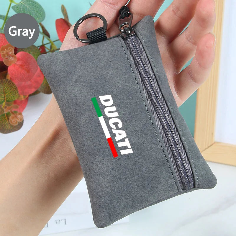 Portable Suede Motorcycle Logo Key Bag Wallets Coins Card Pouch For Ducati Panigale Diavel V2 Scrambler MONSTER 695 696 795 1200