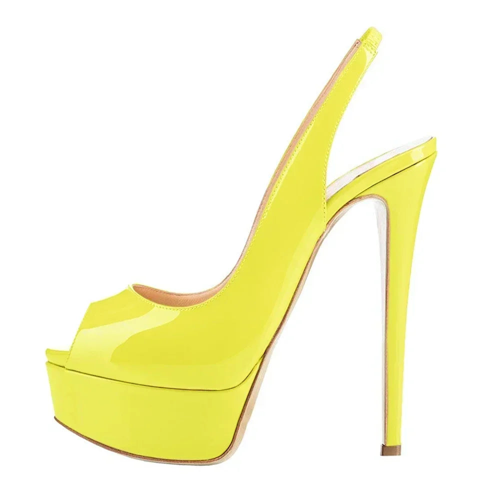 Women Pumps Stilettos 14CM Platform Stripper High Heels Sexy Open Toe Sandals Gladiator Party Dress Wedding Shoes Large Size 44