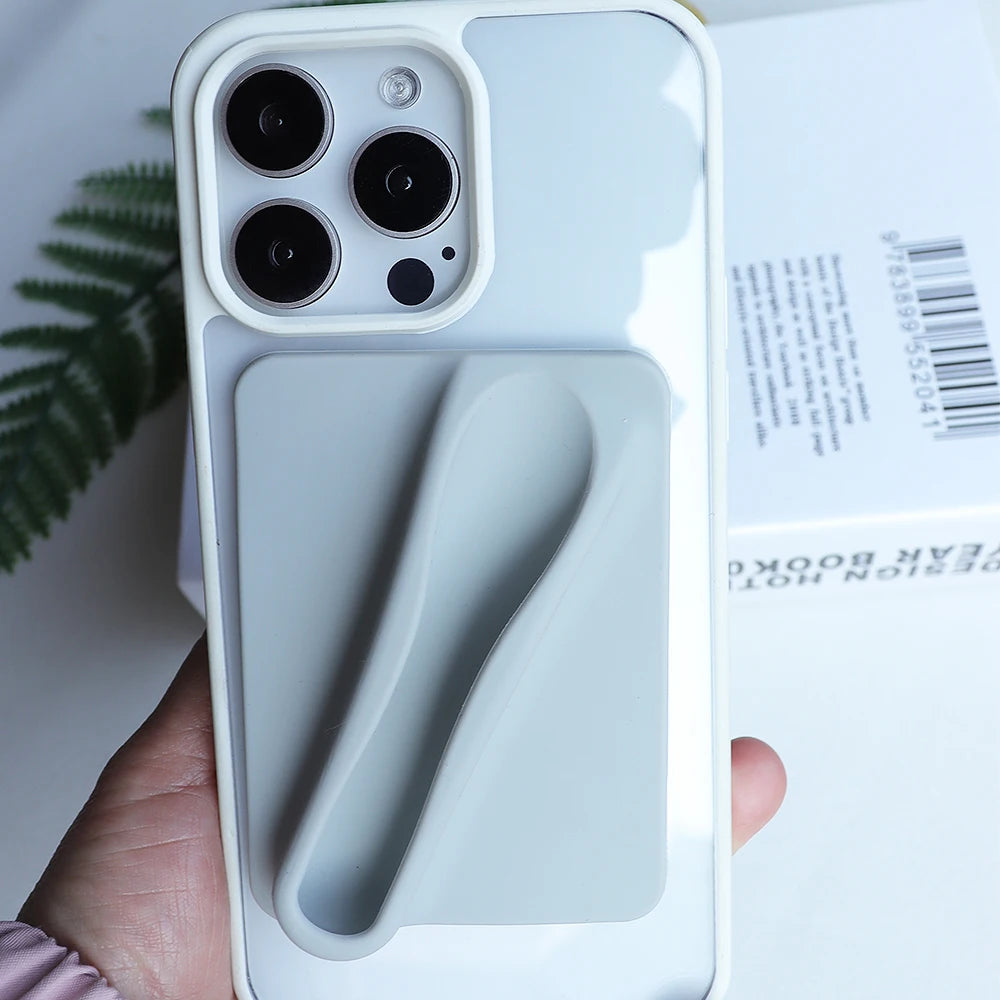 Silicone Lipstick Clip Card Holder for Phone Case - Anti-Fall Lip Gloss Holder with Kickstand, Liquid Silicone Mobile Phone Case