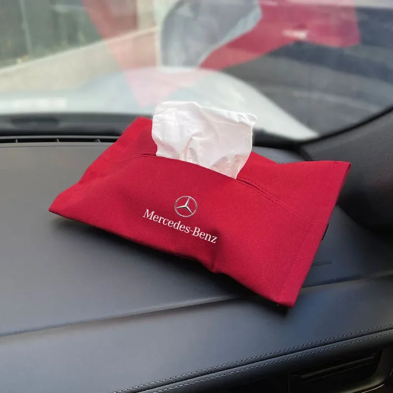 Car Tissue Box Suede Sun Visor Seat Back Hanging Bag For Mercedes Benz AMG W211 W204 W210 W203 CLA GLA GLS GLE Auto Accessories
