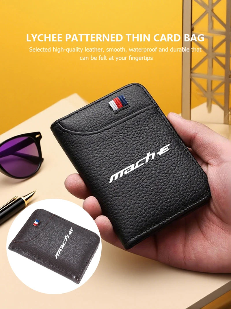 For Mustang PU Leather Man Women Travel Passport Holder Credit Card Holder Case Wallet Shelby GT GT500 GT350 Convertible Mach-E