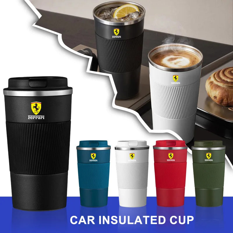 F1 Ferrari Car Emblem Stainless Steel Thermals Mug Coffee Water Cup For Ferrari Roma 488 Portofino F8 Roma Spider SF90 Superfast