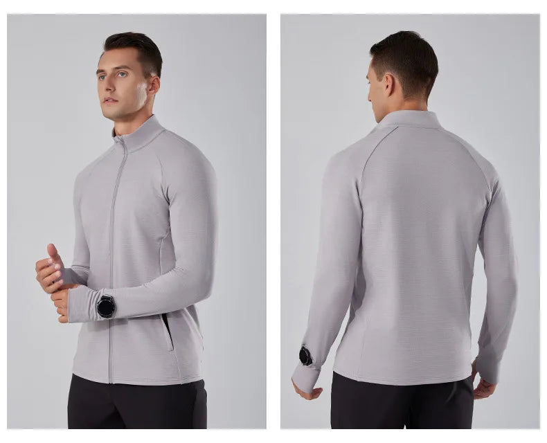 Men's Women's Marathon Running Training Jackets Thumb Holes Watch hole Stand collar Fitness Winter Jogging Training Zipper Coat