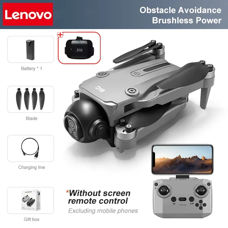 Lenovo D18 Drone 8K Aerial HD Dual-Camera Intelligent Obstacle Avoidance Brushless Power 5G WIFI Screen Remote Control GPS Drone