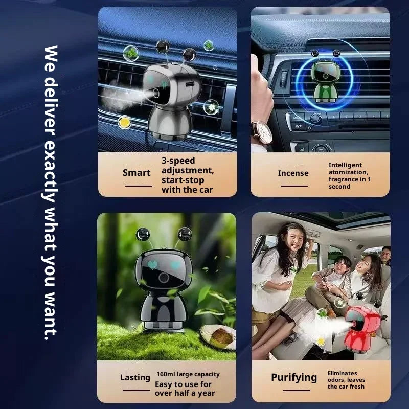 Smart Robot Car Air Vent Perfume Clip Auto On/Off with Car Start New Spring Summer Style Long Lasting Fragrance Odor Eliminator
