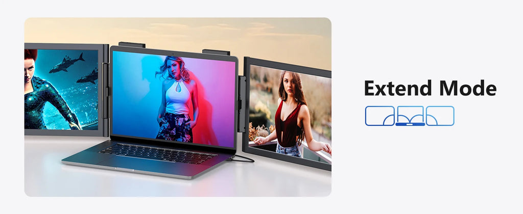 Amoudo14 Inch Dual Portable Monitor 1920*1080P IPS Portable Triple Monitor with USB-C Port for 14-16.5" Laptops Windows/Mac Xbox
