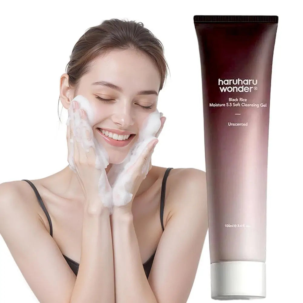 100ml Black Rice Moisturizing Cleansing Gel Gentle Hydrating Smooth Facial Cleanser Daily Skincare Cleansing Product