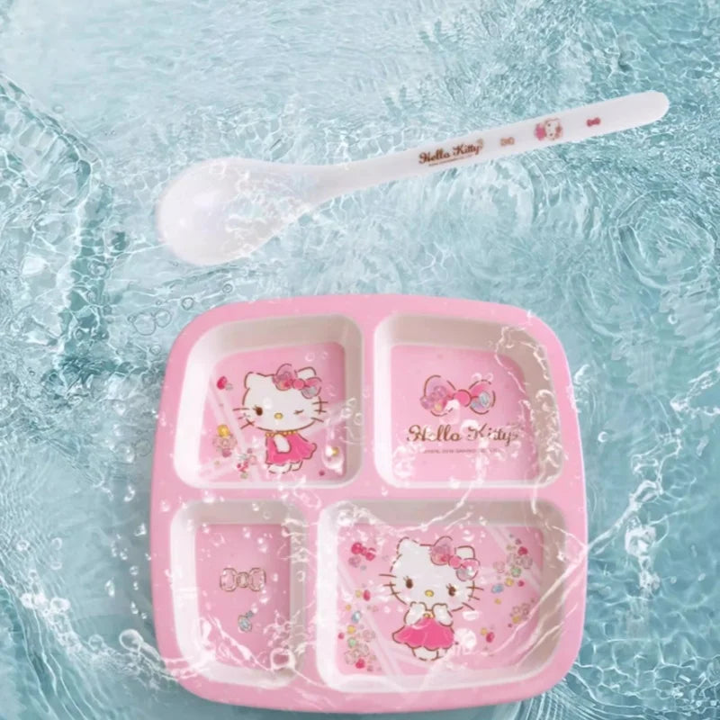For Hello Kitty Children Tableware Cartoon Irregular-shaped Bowls Anti-scald Dining Plates BPA Free Baby Food Supplement Bowls