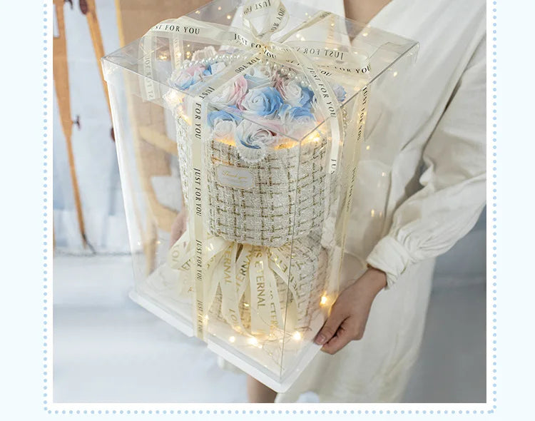 Eternal Soap Rose Bouquet Birthday Gift for Girlfriend Wife and Best Friend Birthday Gift Artificial Flowers Gift Box Bouquet