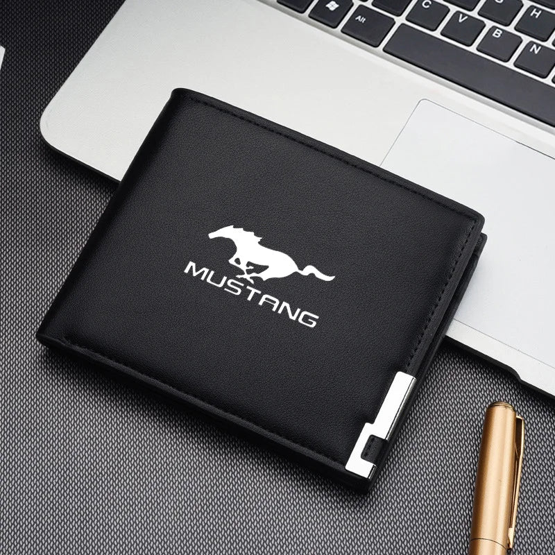 1pcs Car Logo Wallet Men Leather Driver Licence Holder Key Card Bag For Mustang Ford Fiesta Kuga Edge Mondeo ST Fusion Explorer