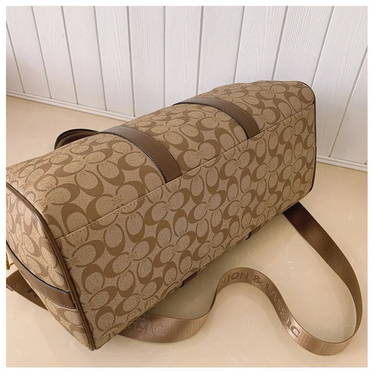 Weekend Getaway Large Duffle Travel Bag, Monogram Canvas Carry On Bag for Business Trip Gym Overnight