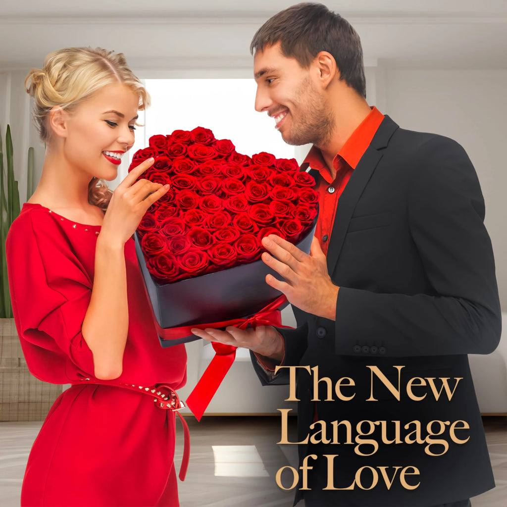 24pcs Artificial Rose Bouquet Heart Shape Rose Gift Box 100 Languages I Love You Necklace Eternal Roses Valentine's Gift for Her