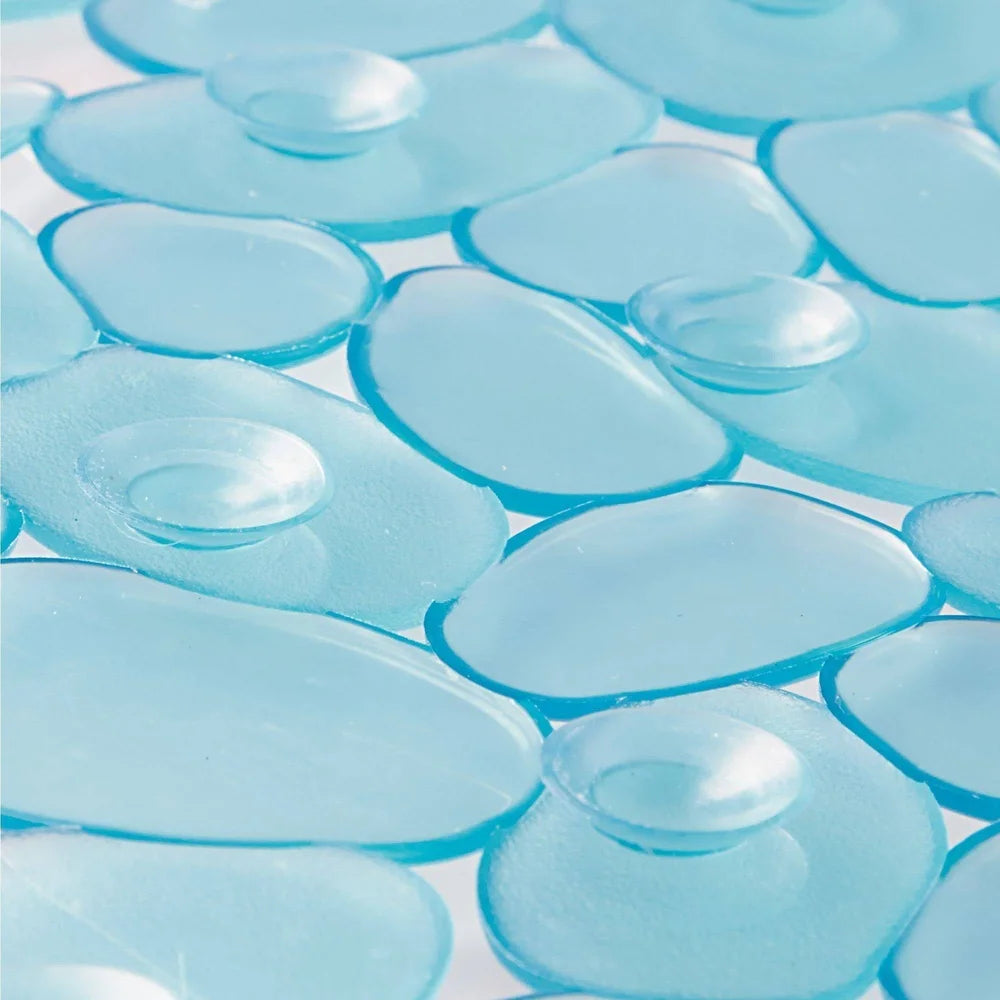 Non-Slip Pebblz Bath Mat Flexible Shower Mat Suction Cups Textured PVC Design Drainage Easy Clean Bath Decor Ideal Bathroom