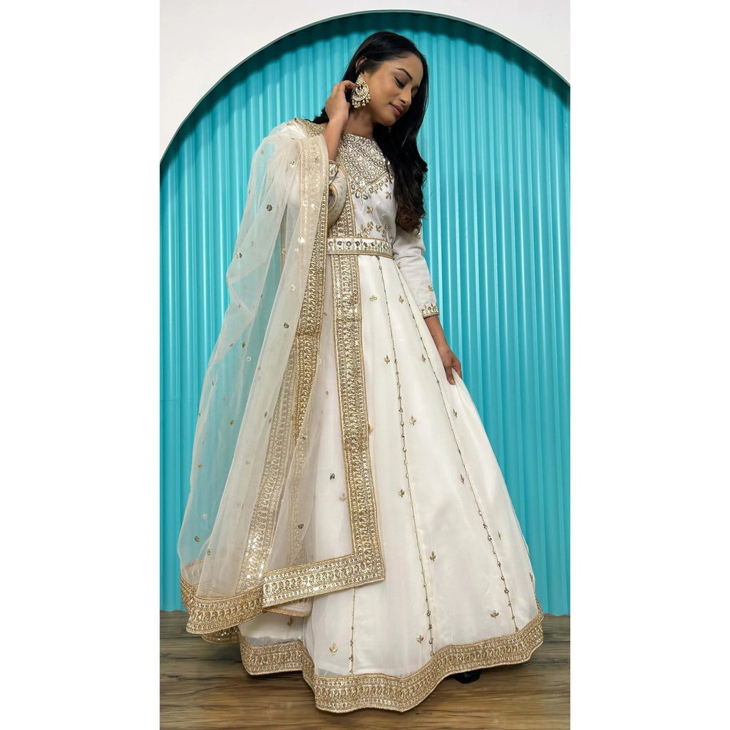 Designer Anarkali Modest Wedding Dress with Beautiful Dupatta for Parties for Brides and Guests