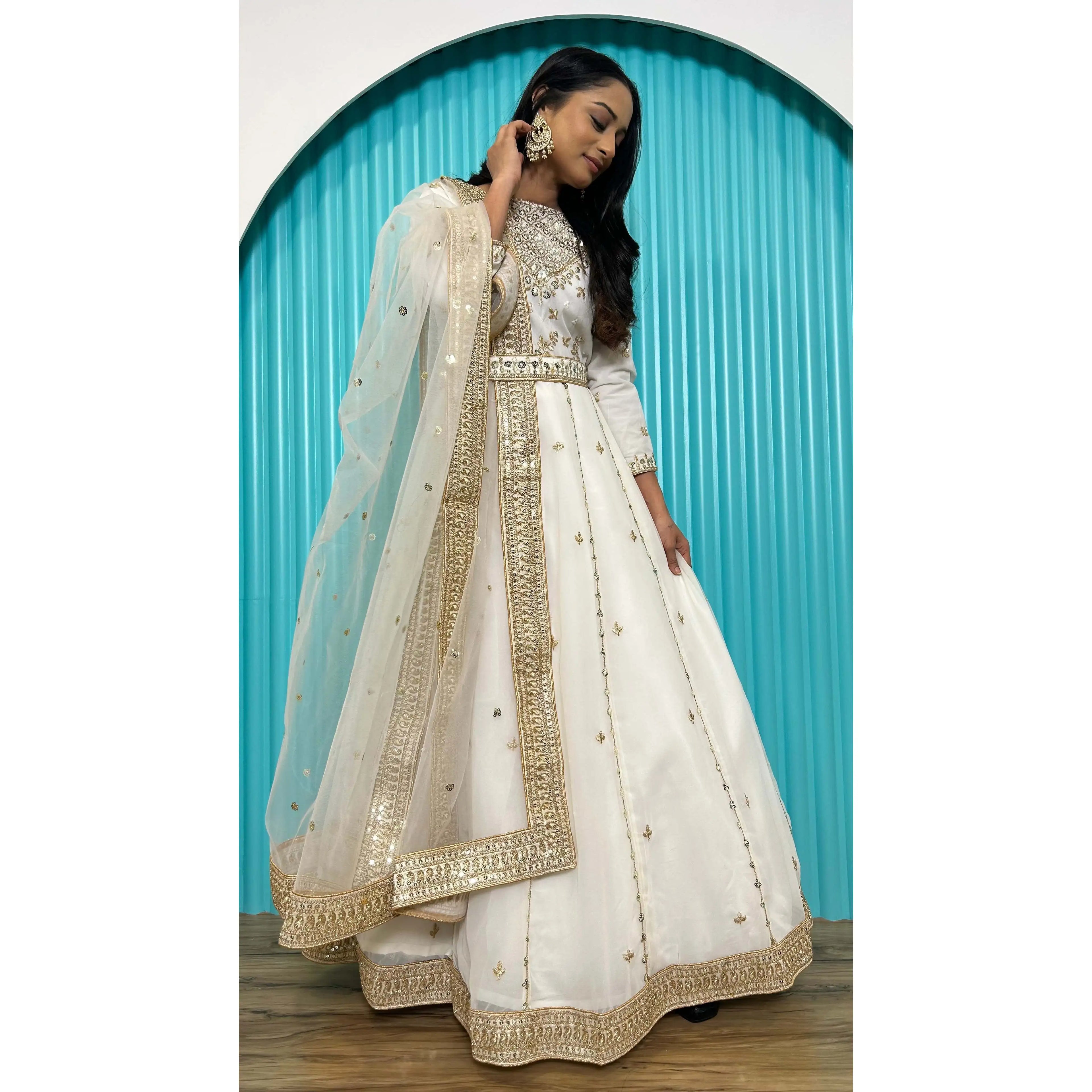 Designer Anarkali Modest Wedding Dress with Beautiful Dupatta for Parties for Brides and Guests