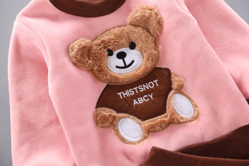 Baby Toddler Boys Girls Clothing Set Tricken Fleece Children Hooded Outerwear Vest Tops Pants 3PCS Kids Warm Fashion Outfits