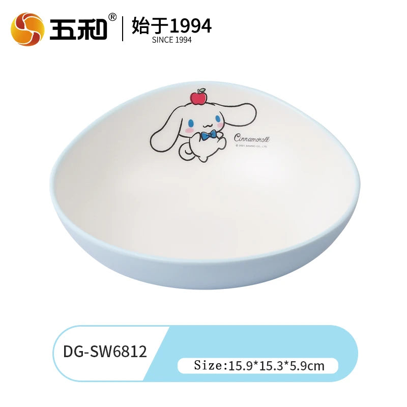For Sanrio Cinnmoroll Children Tableware Cartoon Soup Spoons Anti-Fall Dining Plates Salad Bowls Water Cups Food-grade Tableware