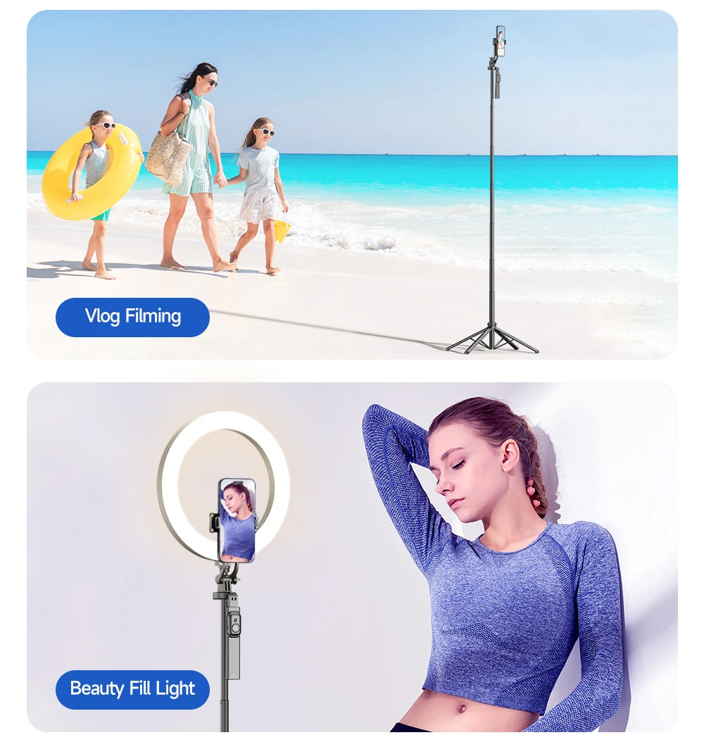 Tripod for Smartphone Light Camera,Tripods Stand with Wireless Bluetooth,Selfie Stick brackets with Phone Holder for Vlog/Video