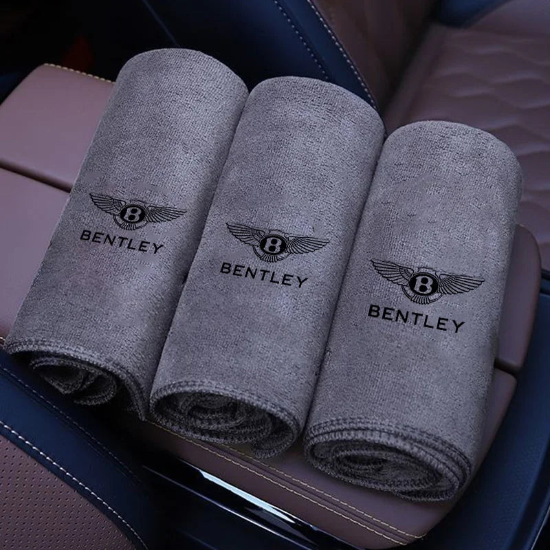Coral Fleece Car Logo Wash Towel Drying Cloth Cleaning Towels For Bentley Flying Spur Continental GT Bentayga Mulsanne Accessory