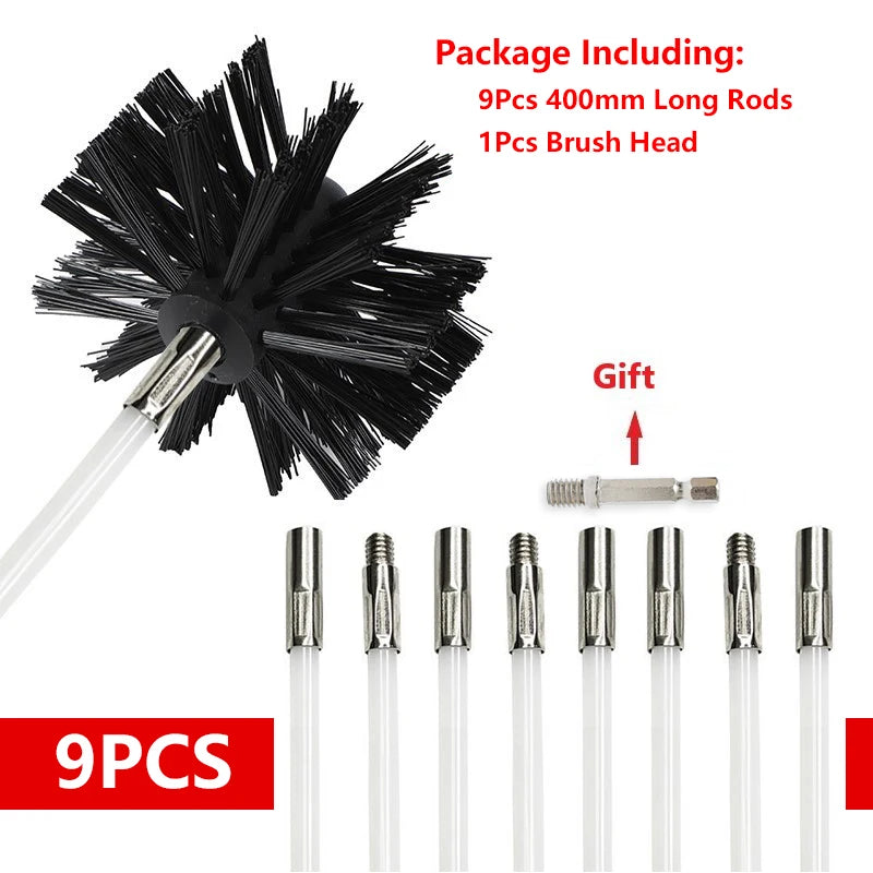 Flexible Chimney Cleaning Brush Extendable Flexible Dryer Vent Cleaner Soft Bristle Effective Air Duct Cleaning Tool