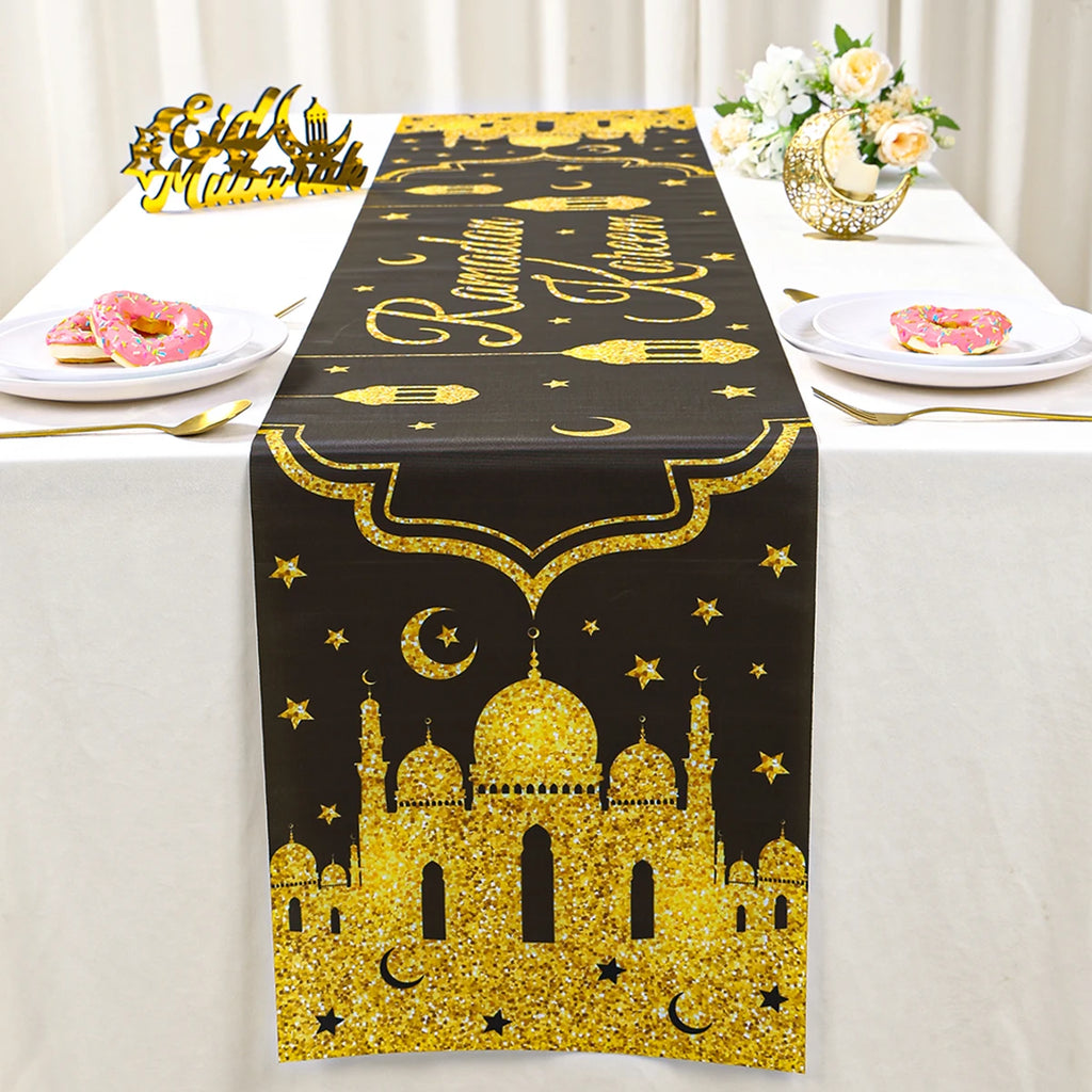 Ramadan Table Runner Eid Mubarak Decoration 2026 for Home Ramadan Kareem Ramadan Mubarak Islamic Muslim Party Eid Al-Fitr Gifts