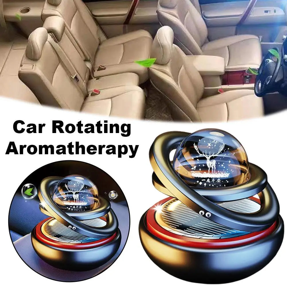 Solar Car Air Freshener Rotating Aromatherapy Diffusing Car Interior Air Freshener Perfume Fragrance Mist Without Tablet ﻿