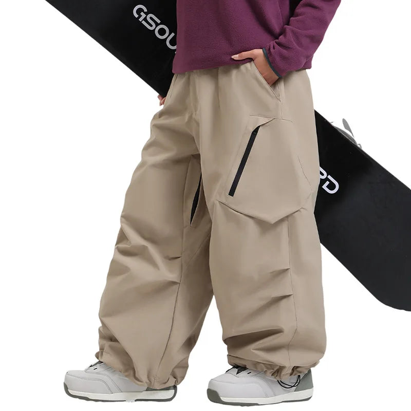 Gsou Snow Men's & Women's Snowboard Pants Waterproof Windproof Ski Trousers Thermal Winter Workwear Loose Fit Outdoor Sportswear