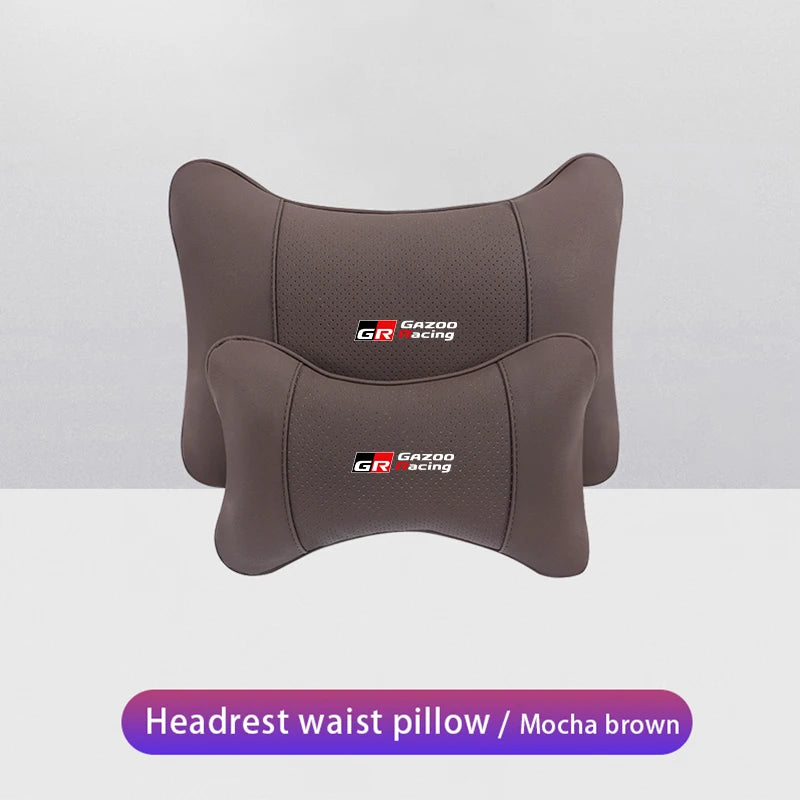 Leather Car Headrests Lumbar Pillows Auto Neck Pillows For Toyota Supra Aygo Prado RAV4 Hilux Yaris Corolla 4Runner Camry Avalon