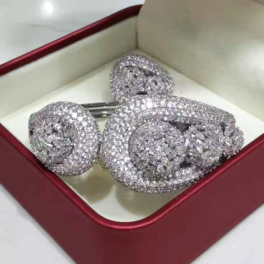 GODKI Personalize Luxury Lagos Big Bold BowKnot Bangles/Bracelet Ring Se For Women Wedding Full Zircon Dubai Bridal Jewelry 2026