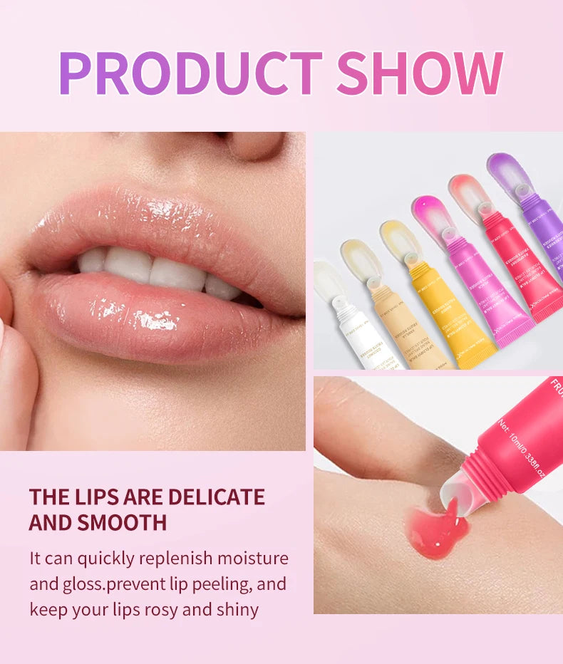 6-piece fruit flavored lip gloss set, moisturizing lip oil, glossy hydration, the best choice for women's holiday gifts