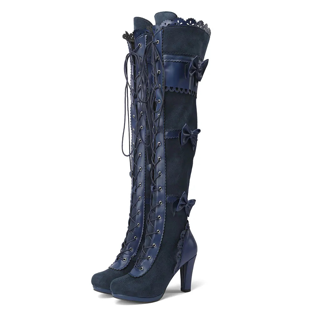 Women's Black Goth Over knee Boots