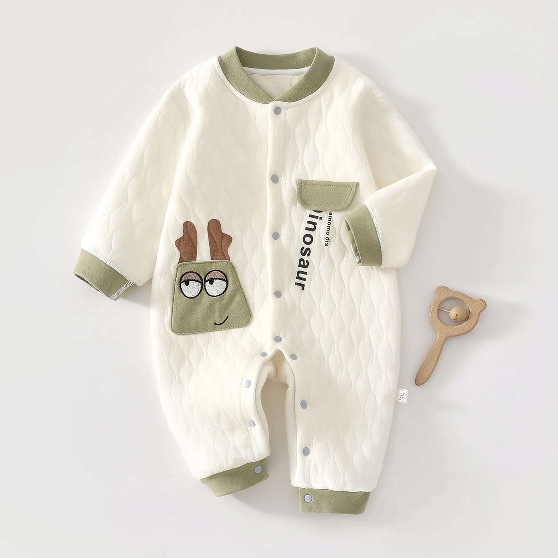 Baby Jumpsuit, Autumn Thick Cotton Jacket, Three-layer Warm Clothes for Newborns 0-18 Months Crawling Clothes for Young Children