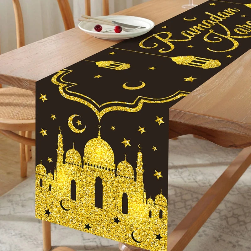 Ramadan Table Runner Eid Mubarak Decoration 2026 for Home Ramadan Kareem Ramadan Mubarak Islamic Muslim Party Eid Al-Fitr Gifts