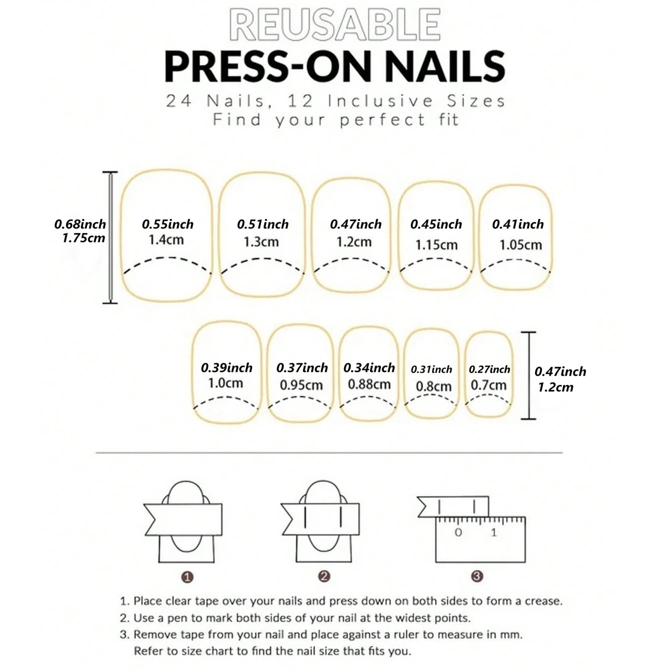 120PCS Press White French Edge Almond False Nails Reusable Acrylic False Nails Whitening Nail Art, Daily Wear Diy