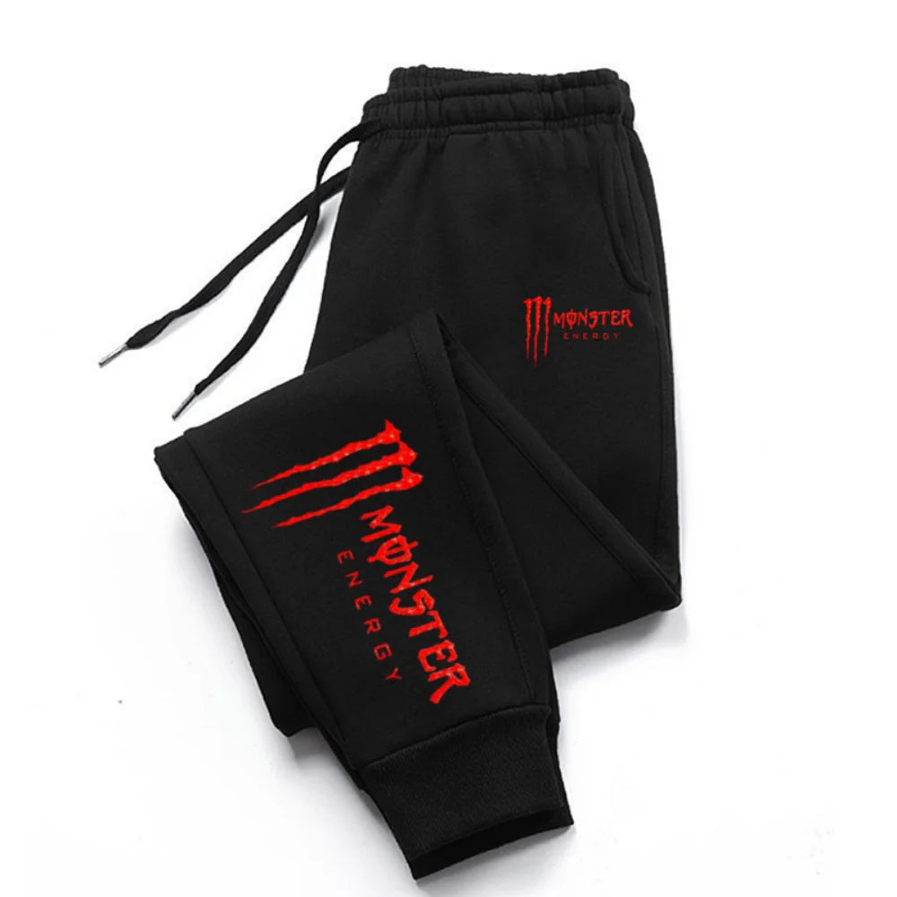 Monster Energy Letter Print Versatile Drawstring Casual Long Pants Men's Loose Straight Leg Jogger Pants