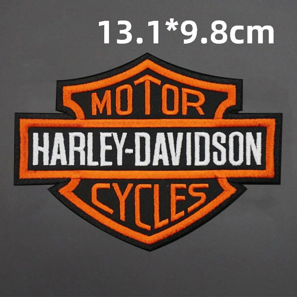 New Harley Davidson Punk Embroidered Patches on Clothes Iron on Patches for Clothing Jacket Badge DIY Biker Appliques Stirpes