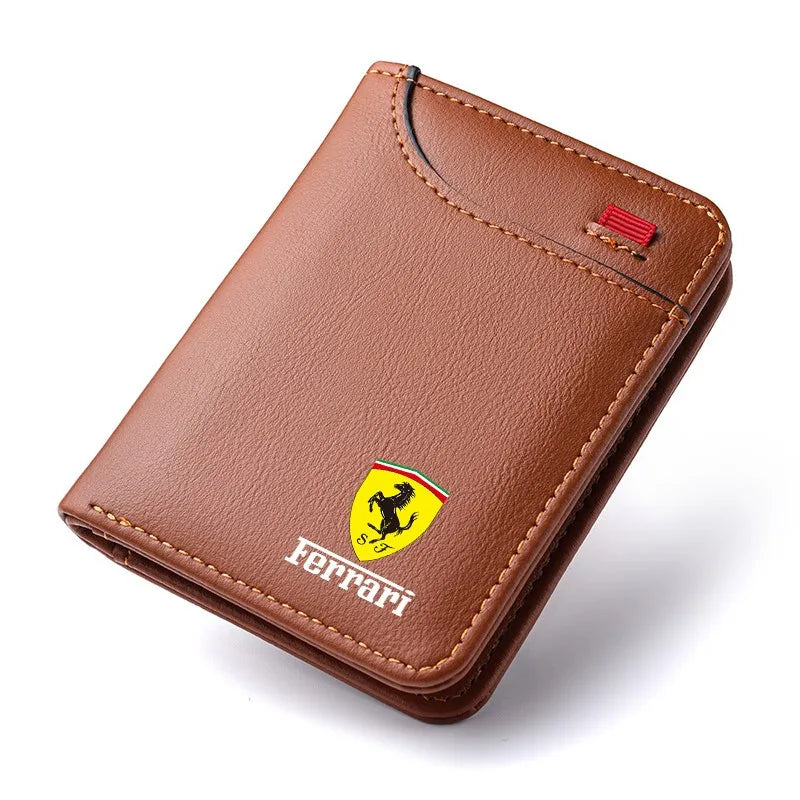 Car Emblem Soft Wallet Leather Mini Credit Card Purse Portable Small Wallet For Ferrari Roma Spider SF90 Competizione LaFerrari