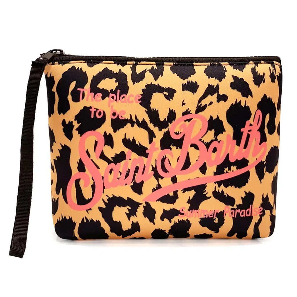 Fashion Quality New Handbag European American Clutch Bag Women's Handbag Leopard Canvas Diving Handbag Zero Wallet